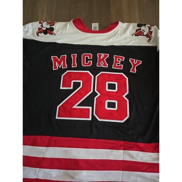 Disney Parks Mickey Red Black Hockey Jersey Adult XL NWT 2025 Disneyland - Picture 8 of 15